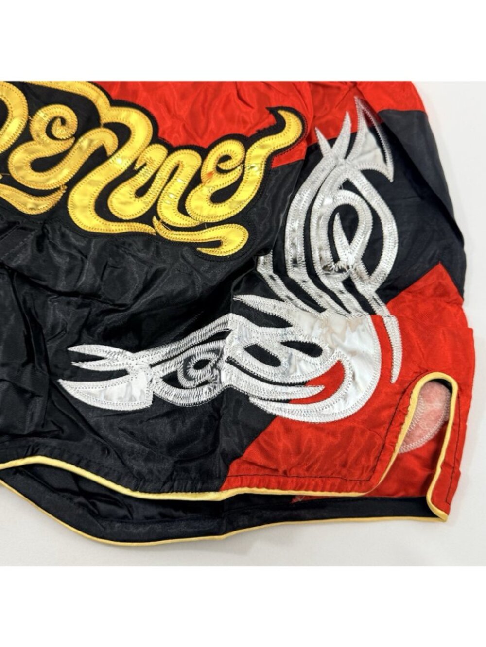 Muay Thai Boxing Shorts Men Women Size L Fonts Colorful Embroidered Kickboxing - Picture 7 of 12